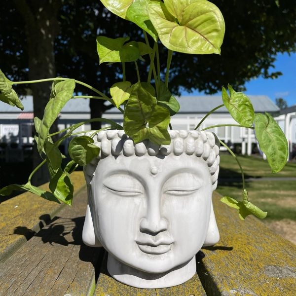 Plastic Buddha Head Pot for Home Decor/Decoration White Color - Image 3