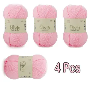 4 Pcs Ganga Oliva Olv009 Pink Knitting Yarn