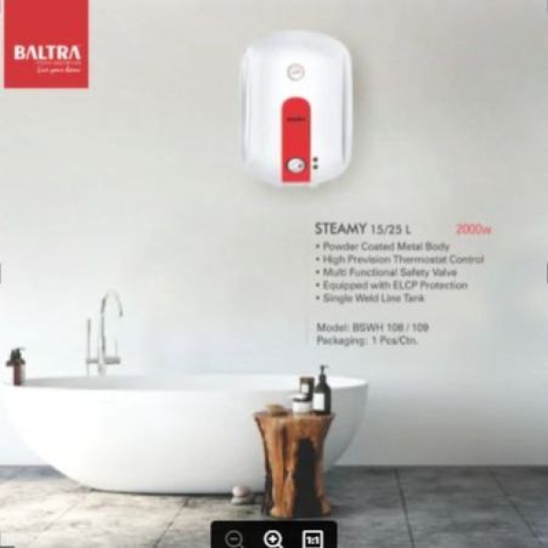 BALTRA Electric Geyser | 15L | Steamy | Rated current: 8.7 A | ABS Body with ELCB protection | High precision thermostat control | Multi functional safety valve | 2000 W | 24 Months Warranty on Product |60 Months Warranty on Tank - Image 2
