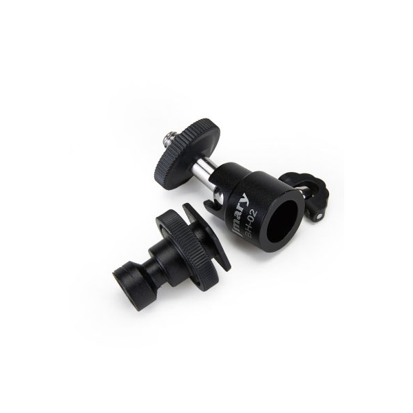 JMARY BH-02 Ball Head Holder Mount – 360° Rotation, 90° Tilt, Lightweight, 1/4" Screw for Cameras & Smartphones, Hot Shoe for Microphones & Lights - Image 4