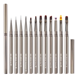 Nail Art Brush with Pen Hat Flexible Bristles Delicate Brushwork Smooth Drawing Non-shedding Nail Brush Nail Salon Supplies