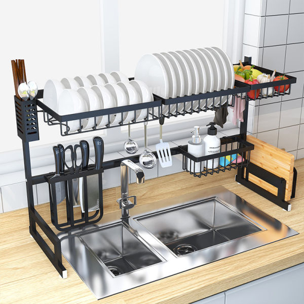 Kitchen Stainless Steel Sink Drain Rack Kitchen Shelf DIY Dishes Cutlery Dry Drain Rack 2 Layer Storage Rack Pantry Organizer - Image 3