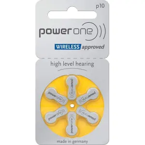 Power One P10 Wireless Approved Zinc Hearing Aid Batteries (6 Batteries set)