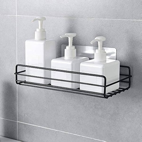 Rectangular Adhesive Metal Bathroom Rack, Bathroom Storage, Stainless Steel Bathroom Corner Shelf Organizer - Image 4