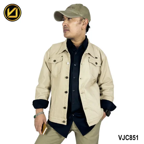 VIRJEANS (VJC851) Stretchable Cotton Jacket For Men-Cream - Image 2