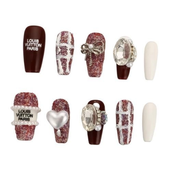 Press On Nail Long/Short Coffin Shape/christmas design 10Pcs L098 - Image 2