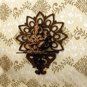 Ressence Statue Rack Wooden Wall Home Decor Shelf Idol Holder In Brown (Statue Not Included)