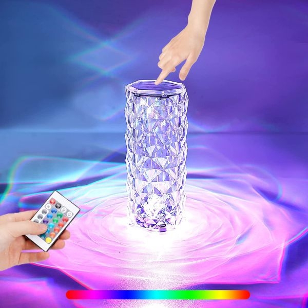 LED Multicolor Crystal Rose Diamond Table Lamp, for Home - Image 5