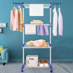 Heavy Duty Stainless Steel Double Pole Foldable Cloth Dryer / Clothes Drying Stand - Clothes Stand