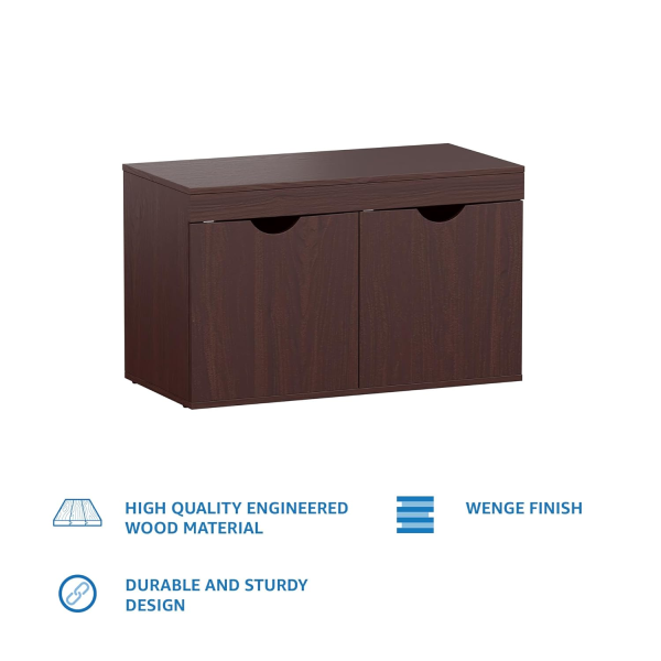 Solimo Shoe Rack Wooden Engineered 2 Door Shoe Rack with Seating Space Clean Design Elegant look for Indoor Storage in Wenge Matt finish - Image 3