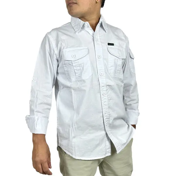 VIRJEANS (VJC827) Cargo Pocket Shirt For Men-White - Image 3