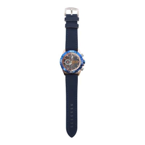 Blue And Golden Color Unisex Dial Casual Blue Leather Strap Watch