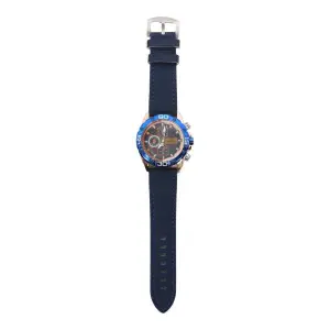 Blue And Golden Color Unisex Dial Casual Blue Leather Strap Watch