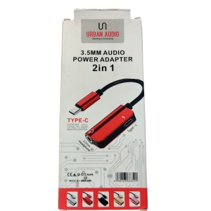Genuine Urban Audio 2in1 3.5mm Audio Power Adapter, Type C to Type C & 3.5mm Jack Converter