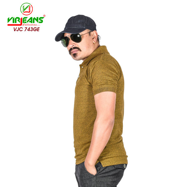 VIRJEANS (VJC743) Polo Neck T-shirt For Men - Golden color - Image 2