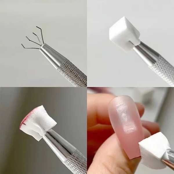 Nail Art Soft Sponges Gradient Nail Art Tool Manicure Stretch Pen Multifunctional Stainless Steel Nail Clipper Tweezer Sponge Gripper Biscuit Manicure Decorations Grip Tool + 50pc Mini Colorful Nail Files Square Nail Buffer DIY Nail Art Salon Tool - Image 5