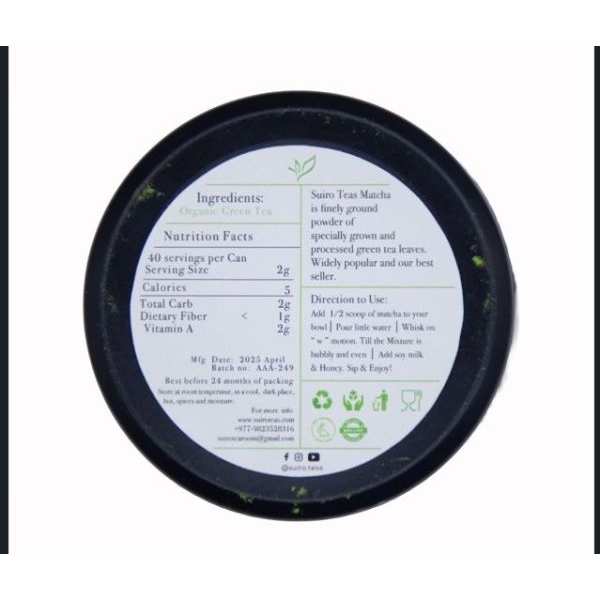 Matcha Green Tea Grade - 3A (AAA) - Detox & Natural weight loss, focus, calm & Antioxidant Rich - 40GMS - Suiro Teas - Image 2