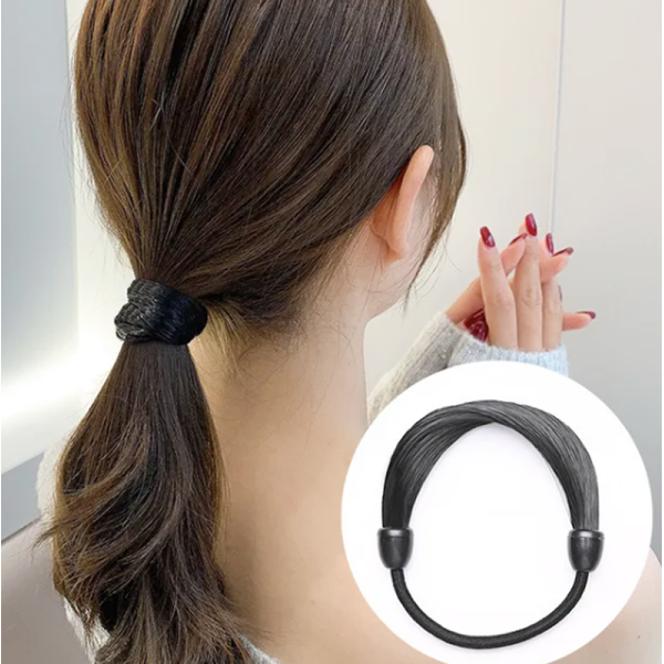 KOJA Rubber Band Made of Hair Simulation Wig Head Rope Fashion Wig Hair Rings Straight Hair Tie Ponytail High Elastic Hair Rope - Image 3