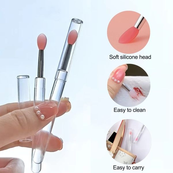 Silicone Nail Brush Lip Bursh Small Makeup Lipstick Eyebrow Brushes Applicator for Lip Mask Oil Salon Tool 1pc / 2pcs - Image 4