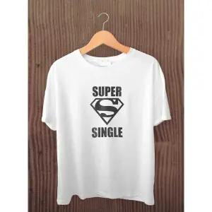 White Super Single Printed Round Neck Unisex Tshirt