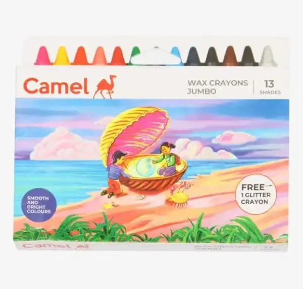 Camel Wax Crayons Jumbo – 13 Shades | Smooth & Safe Coloring for Kids - Image 2