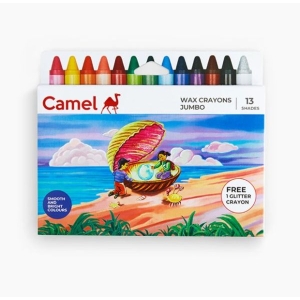 Camel Wax Crayons Jumbo – 13 Shades | Smooth & Safe Coloring for Kids