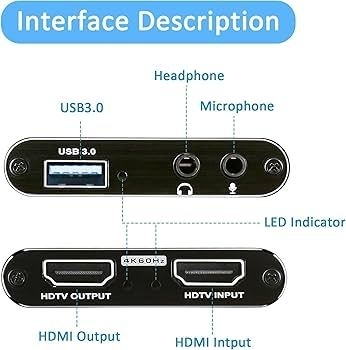 4K Video Capture Card USB 3.0 1080P 60fps HDMI Audio Video Capture Device Portable Video Converter