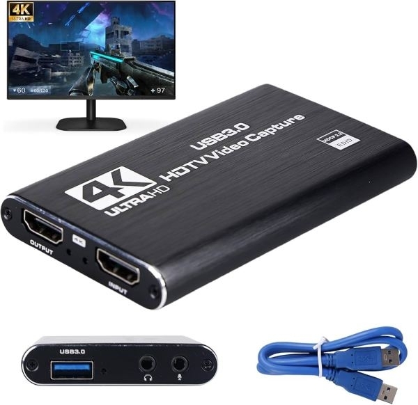 Capture Card, 4K Video Capture Card USB 3.0 1080P 60fps HDMI Audio Video Capture Device Portable Video Converter - Image 3