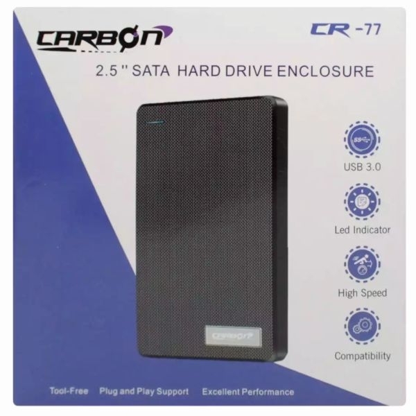 Carbon CR-77 2.5" Sata Hard Disk Drive Enclosure USB 3.0 SSD HDD Hi Speed Casing External Case With Type C Otg - Image 5