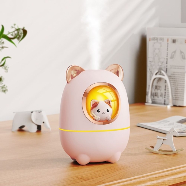 Cartoon Kitty Ultrasonic Air Humidifier USB Aroma Essential Oil Diffuser With LED Light - Image 2