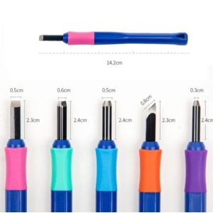 CARVING TOOLS SET – 5 PIECE | V-Shaped & Round (Big & Small) Precision Carving Tools