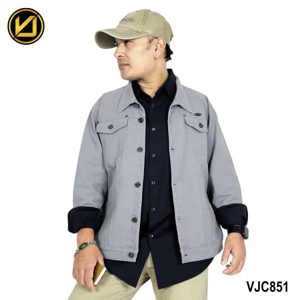 VIRJEANS (VJC851) Stretchable Cotton Jacket For Men-Light Blue - Image 2