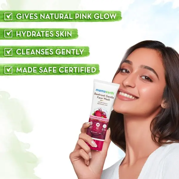 Mamaearth Beetroot Gentle Face Wash & Hyaluronic Acid For Hydrated Pink Glow -100ml - Image 3