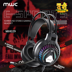 MWC MHG29 | GAMING HEADPHONE | 3.5mm Audio | 50mm Driver | Colorful Lighting(RGB Light) | 5.1 listening to the so (for accurate positional audio) |  With Microphone-Black