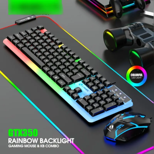 Computer Keyboard & Mouse Combo 9122 CADEVE | GTX350 | Colorful led gaming mouse & keybolrd combo | suspension | waerproof | black | white |  Lighted