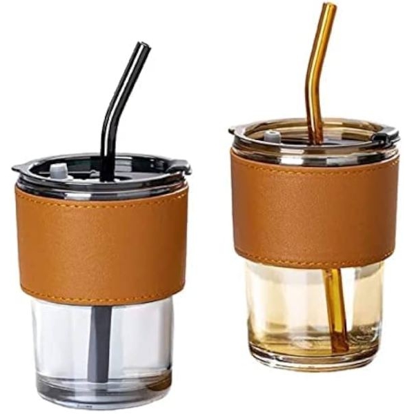 coffee glass cup with straw - Image 4
