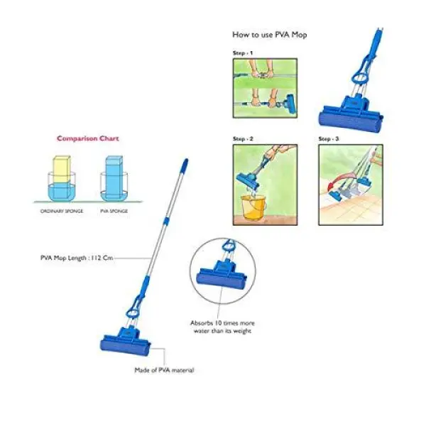 Magic Mop Pva Namaste Mop Best Home Office Floor Cleaning Telescopic Handle - Image 5