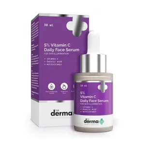 The Derma Co 5% Vitamin C Daily Face Serum with Ferulic Acid & Multivitamin for Skin Illumination - 30ml
