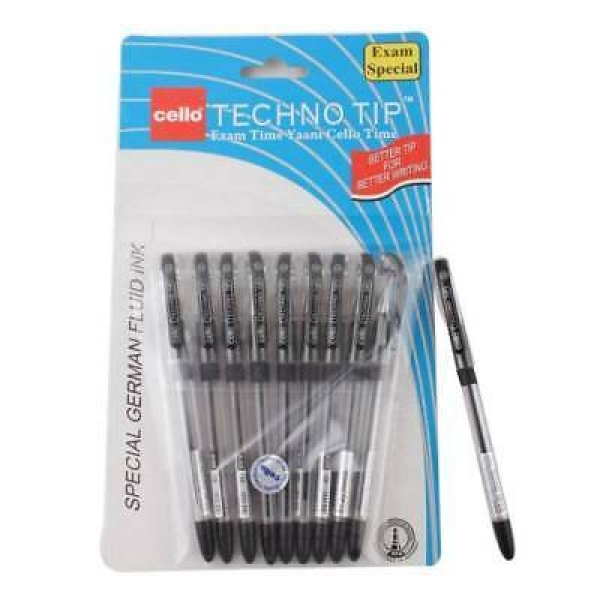 Cello Techno Tip Ball Pens - Black, Pack Of 10 by Mitrata - Image 4