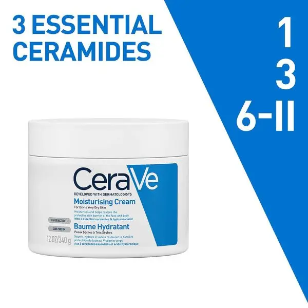 CeraVe Moisturizing Cream Baume Hydrant For Dry To Very Dry Skin (340gm) - Formulated with 3 Essential Ceramides And Hyaluronic Acid | Non-Comedogenic Moisturizer For Face and Body - Image 2