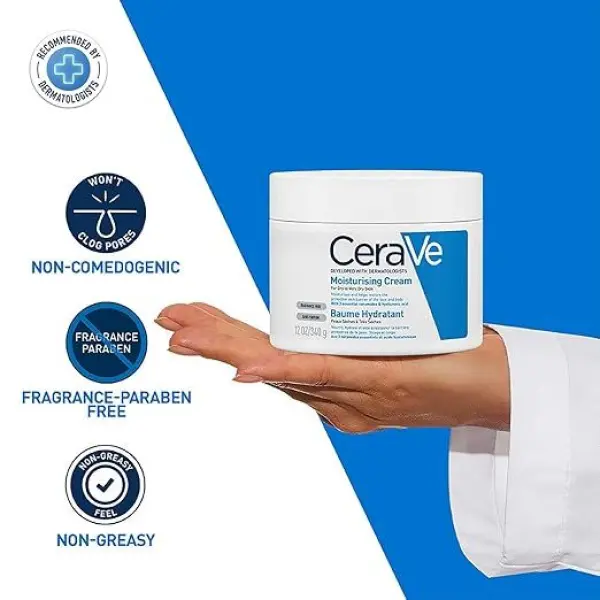 CeraVe Moisturizing Cream Baume Hydrant For Dry To Very Dry Skin (340gm) - Formulated with 3 Essential Ceramides And Hyaluronic Acid | Non-Comedogenic Moisturizer For Face and Body - Image 3