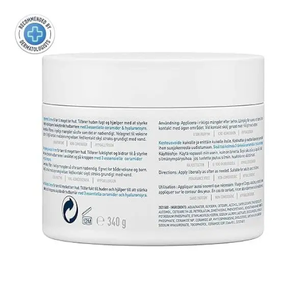 CeraVe Moisturizing Cream Baume Hydrant For Dry To Very Dry Skin (340gm) - Formulated with 3 Essential Ceramides And Hyaluronic Acid | Non-Comedogenic Moisturizer For Face and Body - Image 4