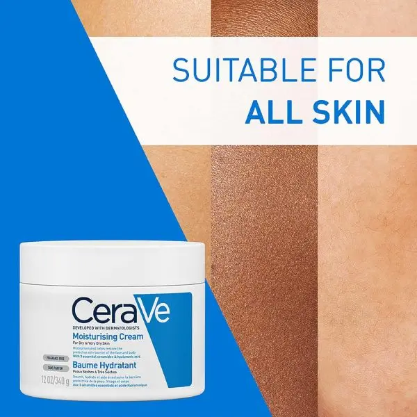CeraVe Moisturizing Cream Baume Hydrant For Dry To Very Dry Skin (340gm) - Formulated with 3 Essential Ceramides And Hyaluronic Acid | Non-Comedogenic Moisturizer For Face and Body - Image 5