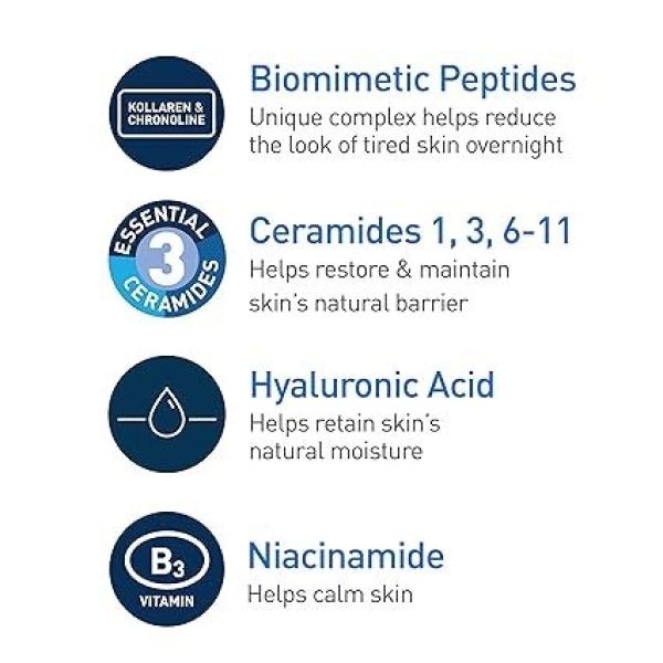 CeraVe Skin Renewing Night Cream , Cera Ve Hydrating Moisturizer With Niacinamide , Peptide Complex 48 G - Image 4
