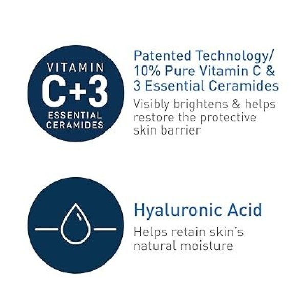CeraVe Vitamin C Serum With Hyaluronic Acid , Cera Ve Skin Brightening Serum For Face with 10% Pure Vitamin C 30 ML - Image 3