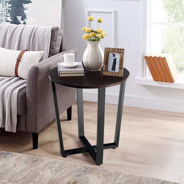 Round End Table, 2-Tier Accent Table for Small Space Storage Shelf, Farmhouse Side Table for Living Room, Bed Side Table Night Stand for Bedroom - Image 2
