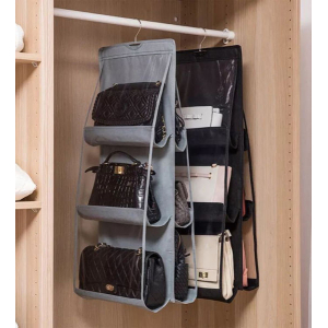 Clear Purse Bag Storage Holder Wardrobe Closet Space Saving 6 Pockets Pouch Hanging Hand Bags Organizer
