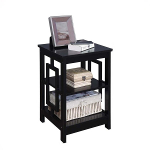 Town Square End Table with Shelves, Small Furniture Side Table Multipurpose Home Decor in Black (3ft)