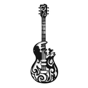 3D Guitar Canvas Wooden Frame Wall Home Decor in Black