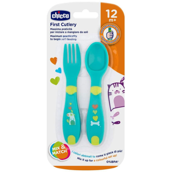 Chicco First Baby Cutlery Neutral, 12 Months+ - Image 2